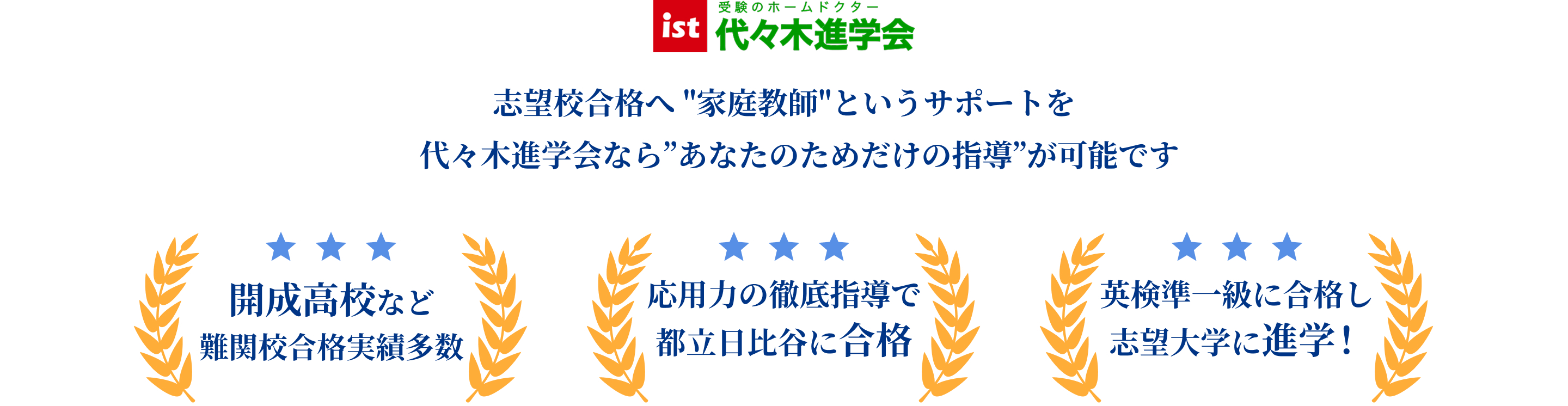 志望校合格へ "家庭教師"というサポートを代々木進学会なら”あなたのためだけの指導”が可能です